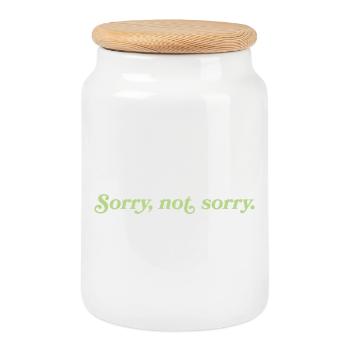 Sorry, not sorry – Cheeky Attitude - Cookie Jar with Wooden Lid - white - Front
