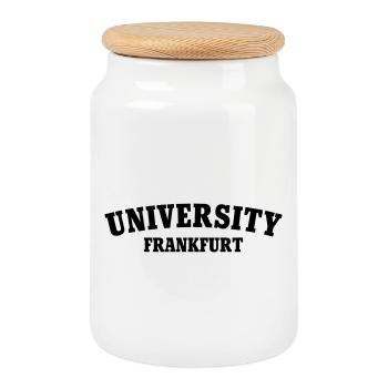University of Frankfurt - Cookie Jar with Wooden Lid - white - Front