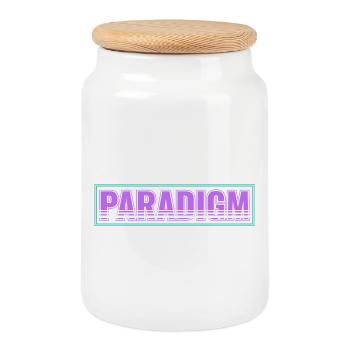 Changement de paradigme – Nouvelle pensée - Boîte à biscuits avec couvercle en bois - blanc - Devant