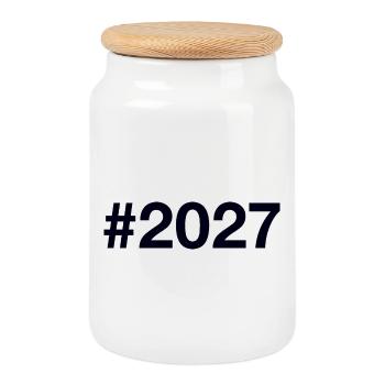2027 Hashtag - Cookie Jar with Wooden Lid - white - Front
