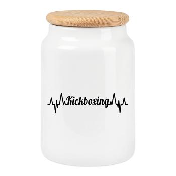 Kickboxing ECG Heartline - Cookie Jar with Wooden Lid - white - Front