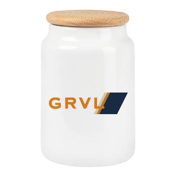 Gravel Logo - Boîte à biscuits avec couvercle en bois - blanc - Devant