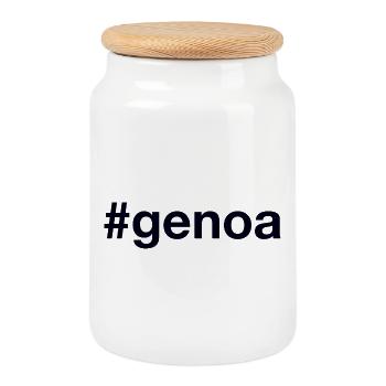 Hashtag GÊNES - Boîte à biscuits avec couvercle en bois - blanc - Devant