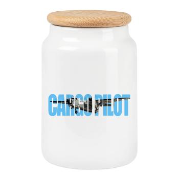 Cargo pilot C-2A - Cookie Jar with Wooden Lid - white - Front