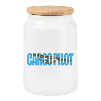 Cargo pilot PBY Catalina - Cookie Jar with Wooden Lid - white - Front