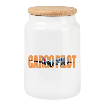 Cargo pilot C-97 - Cookie Jar with Wooden Lid - white - Front