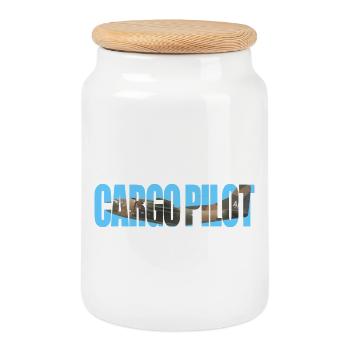 Cargo pilot C-123 - Cookie Jar with Wooden Lid - white - Front