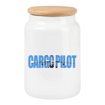 Cargo pilot IL-76 - Cookie Jar with Wooden Lid - white - Front