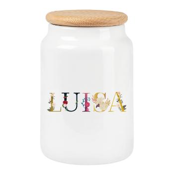 Luisa - Cookie Jar with Wooden Lid - white - Front