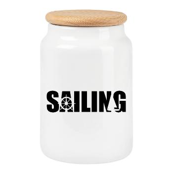 Volant pour les marins - Boîte à biscuits avec couvercle en bois - blanc - Devant