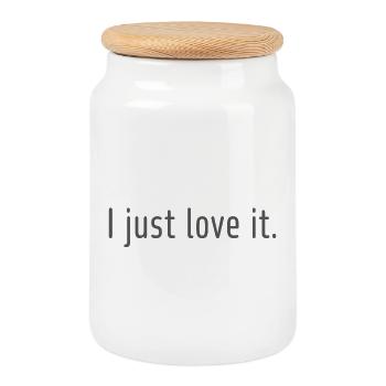 I just love it! - Cookie Jar with Wooden Lid - white - Front