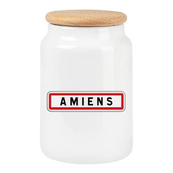 Panneau entrée de ville Amiens - Boîte à biscuits avec couvercle en bois - blanc - Devant