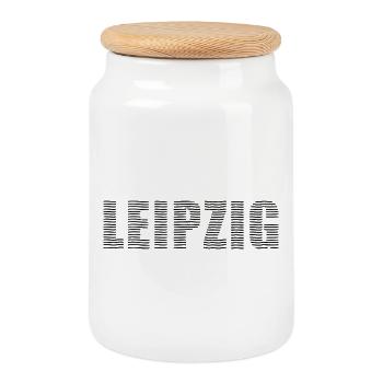 Police de ligne Leipzig - Boîte à biscuits avec couvercle en bois - blanc - Devant