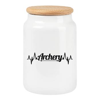 Archery Heart Line - Cookie Jar with Wooden Lid - white - Front