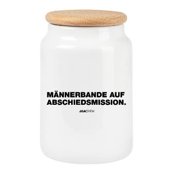 Gang d’hommes en mission Enterrement de vie de garçon - Enterrement de vie de garçon - Boîte à biscuits avec couvercle en bois - blanc - Devant