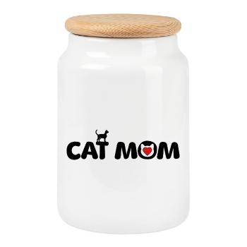 Katzen Mama Mietz Kater Katze Haustier Katzenliebe - Keksdose mit Holzdeckel - Weiß - Vorne