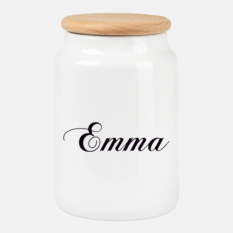 Emma - Cookie Jar with Wooden Lid - white