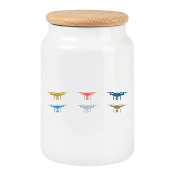 Pilote de drone vintage - Boîte à biscuits avec couvercle en bois - blanc - Devant