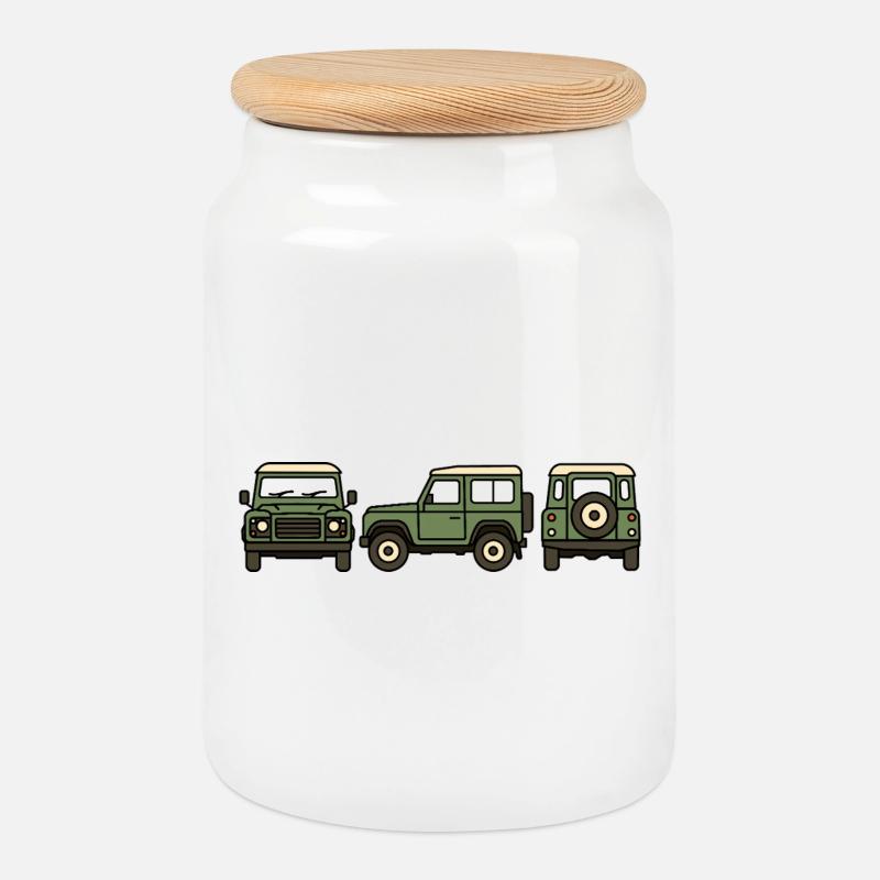 Geländewagen - Keksdose mit Holzdeckel - Weiß