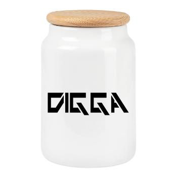 Danish - Cookie Jar with Wooden Lid - white - Front