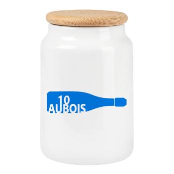 Aube 10 - Cookie Jar with Wooden Lid - white - Front