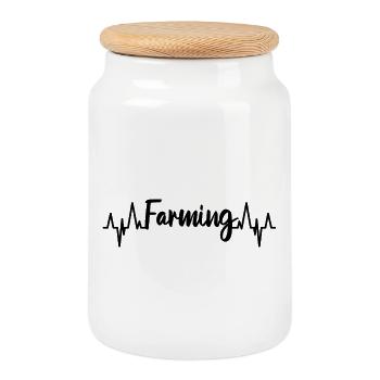 ECG de l’agriculteur - Boîte à biscuits avec couvercle en bois - blanc - Devant