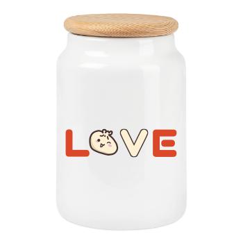 L’amour des quenelles - Boîte à biscuits avec couvercle en bois - blanc - Devant