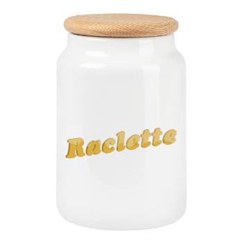 Raclette Cheese Lettering 3D - Cookie Jar with Wooden Lid - white - Front