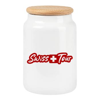 Vacances Swiss Tour Switzerland - Boîte à biscuits avec couvercle en bois - blanc - Devant