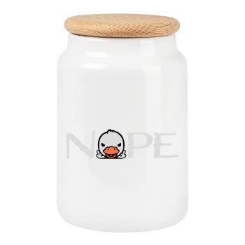 Goose Nope Middle Finger Nasty Insult Duck Naughty - Cookie Jar with Wooden Lid - white - Front