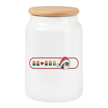 Pingouin de Noël avec cadeaux - Boîte à biscuits avec couvercle en bois - blanc - Devant