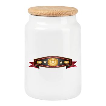 Strahlender Box-Gürtel – Champion Gürtel Design - Keksdose mit Holzdeckel - Weiß - Vorne