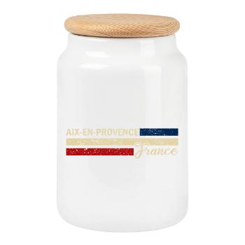 France - Aix-en-Provence - Frankreich - Flagge - Keksdose mit Holzdeckel - Weiß - Vorne