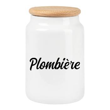 Plumber heating technician repair pipes pr - Cookie Jar with Wooden Lid - white - Front