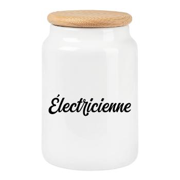 Pro Electrician Electrical Wiring Installation - Cookie Jar with Wooden Lid - white - Front