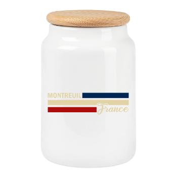 France - Montreuil - France - Flag Stripes - Cookie Jar with Wooden Lid - white - Front