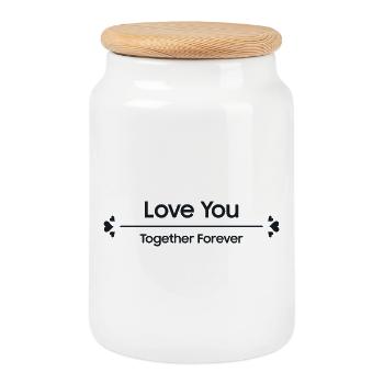 Je T'aime Ensemble Pour Toujours Amour Couple  - Boîte à biscuits avec couvercle en bois - blanc - Devant
