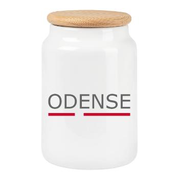 Odense - Denmark Flag - Dänemark - Skandinavien - Keksdose mit Holzdeckel - Weiß - Vorne