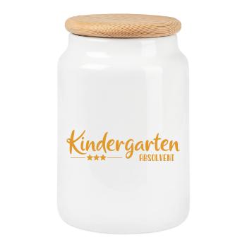 Kindergarten Absolvent - Einschulung - Kita - Keksdose mit Holzdeckel - Weiß - Vorne