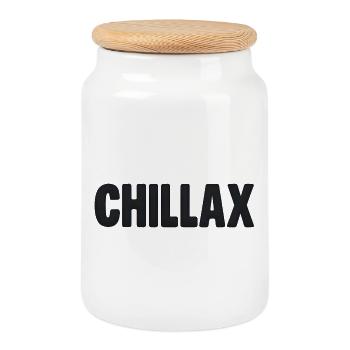 Chillax – Casual Flemish Mood - Cookie Jar with Wooden Lid - white - Front