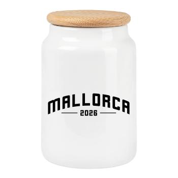 Mallorca 2026 - Keksdose mit Holzdeckel - Weiß - Vorne