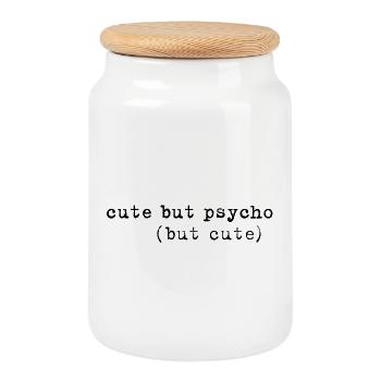 Mignon mais cinglé mais mignon Déclaration minimale - Boîte à biscuits avec couvercle en bois - blanc - Devant
