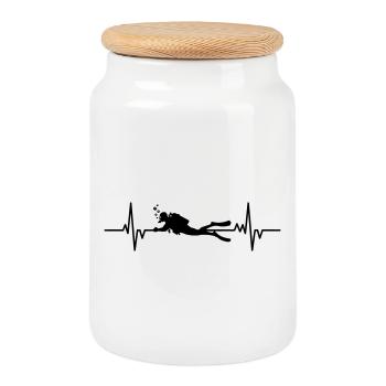 Diver - Heartbeat - Keksdose mit Holzdeckel - Weiß - Vorne
