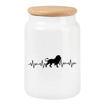 ECG en Léo, battement cardiaque - Boîte à biscuits avec couvercle en bois - blanc - Devant
