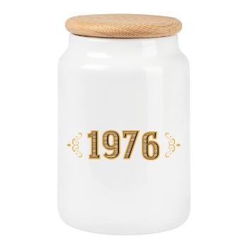 Legend since 1976 retro 1976 - Cookie Jar with Wooden Lid - white - Front