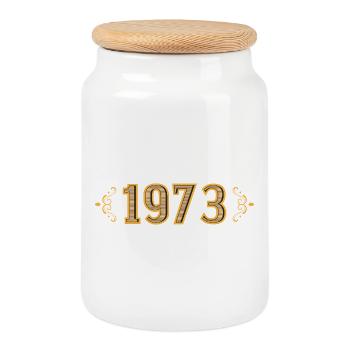 Legend since 1973 retro 1973 - Cookie Jar with Wooden Lid - white - Front