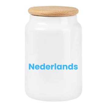 I love Dutch - Cookie Jar with Wooden Lid - white - Front