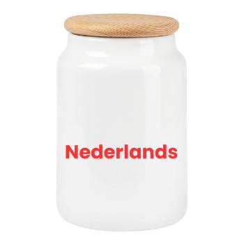 I love Dutch - Cookie Jar with Wooden Lid - white - Front