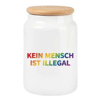 Personne n’est illégal arc-en-ciel - Boîte à biscuits avec couvercle en bois - blanc - Devant