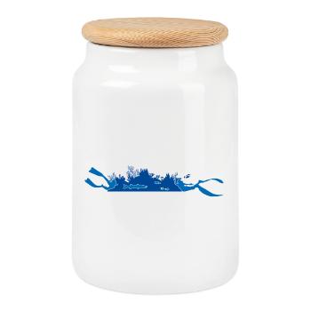 Diving & Freediving - Silueta Arrecife - Cookie Jar with Wooden Lid - white - Front